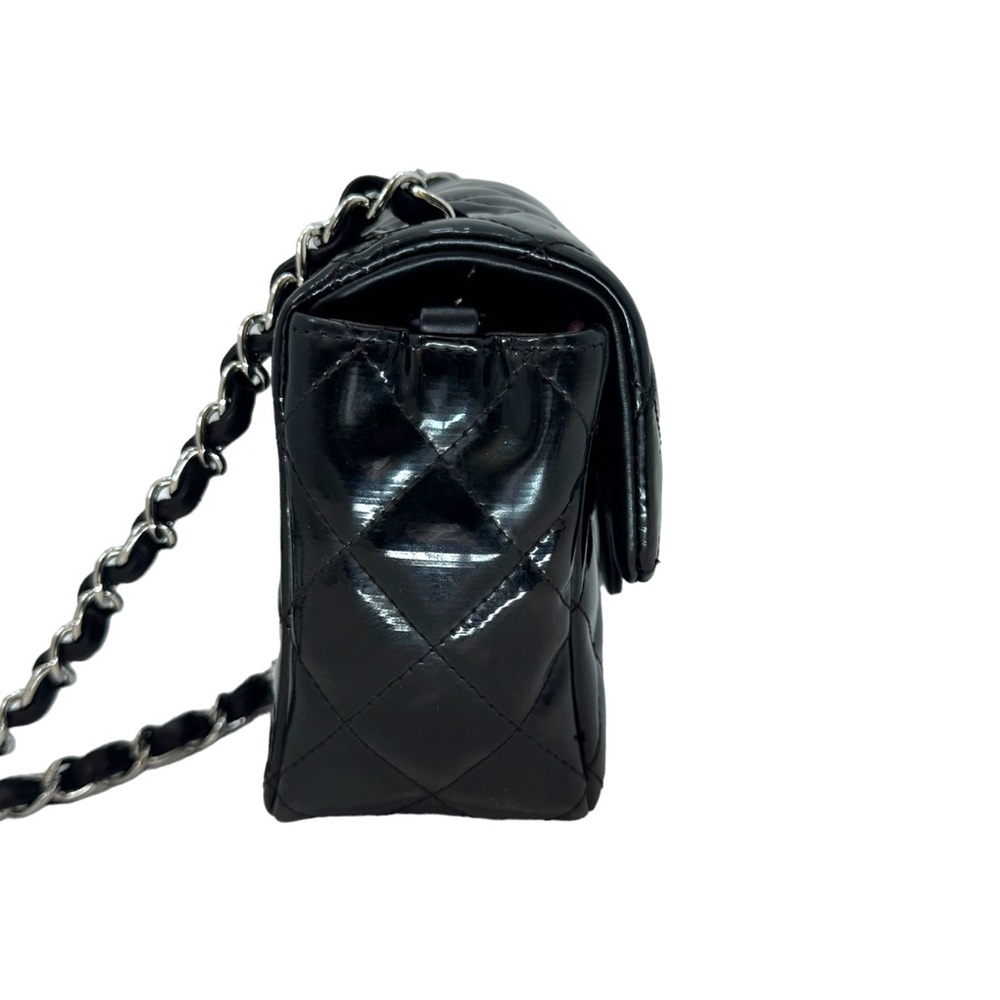 Auth Chanel Mini Rectangular Classic Black Striat… - image 5